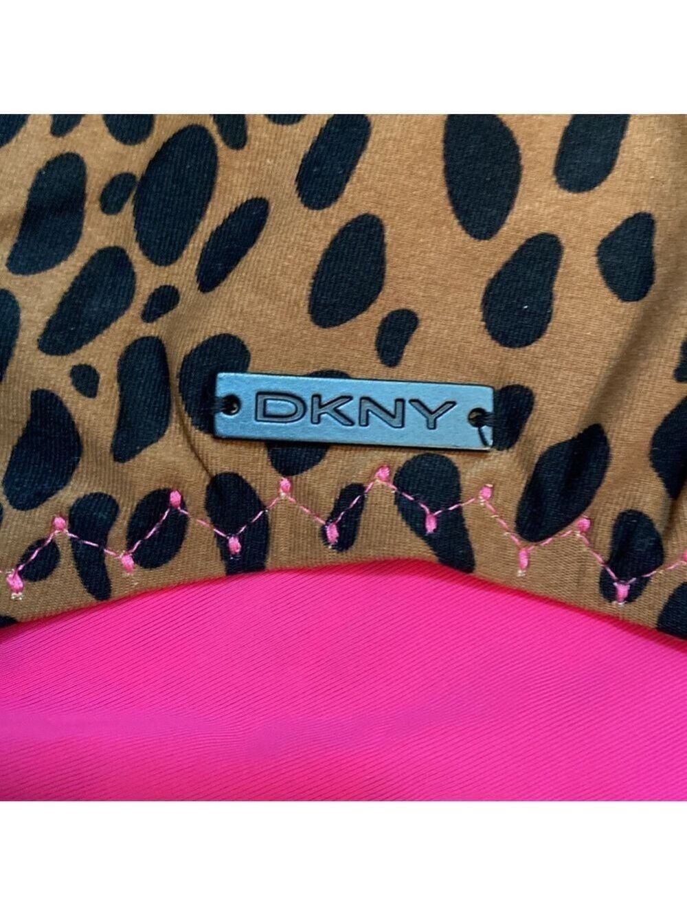 DKNY Leopard Print Plunge Neck One-Piece Swimsuit, Size 10 - Picture 14 of 16